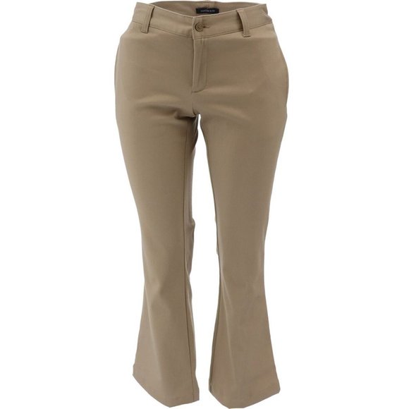 NWT LANDS' END PLAIN FRONT BOOT CUT STAIN RESISTANT CHINO PANTS KHAKI 1 & 13 - Picture 1 of 12